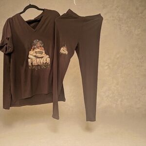 Zenana Outfitters Brown Prayer Leggings Set